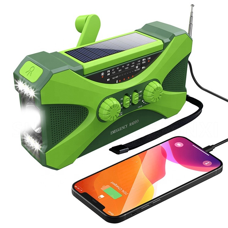 Solar Hand Crank Radio Portable Am/FM Radio with Cell Phone Charger, LED Flashlight, Reading Lamp, Sos Alarm, Survival Radio for Traveling
