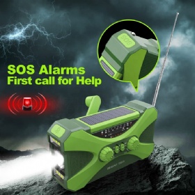 Solar Hand Crank Radio Portable Am/FM Radio with Cell Phone Charger, LED Flashlight, Reading Lamp, Sos Alarm, Survival Radio for Traveling
